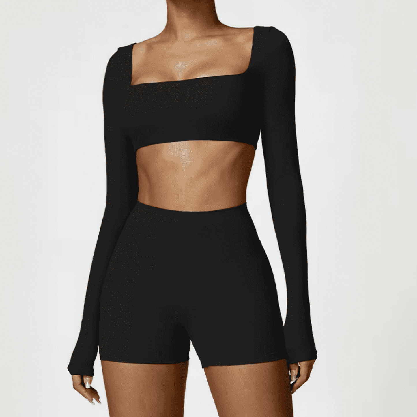 Blend top crop long sleeve black