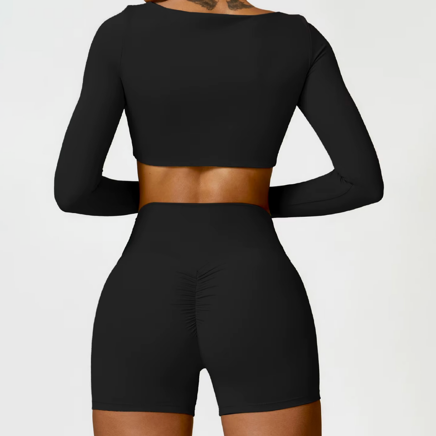 Blend top crop long sleeve black