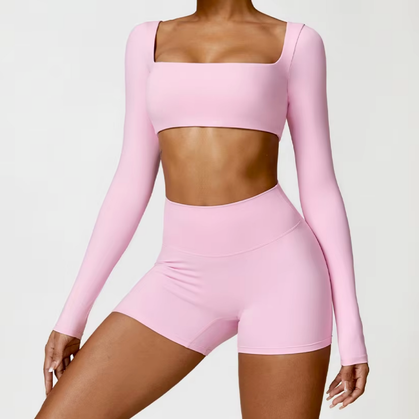 Blend top crop long sleeve baby pink