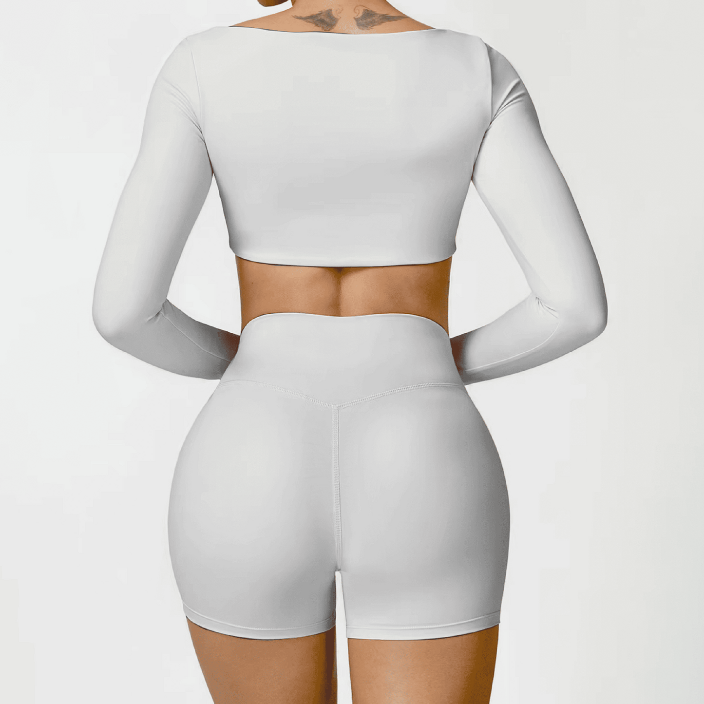 Blend top crop long sleeve white