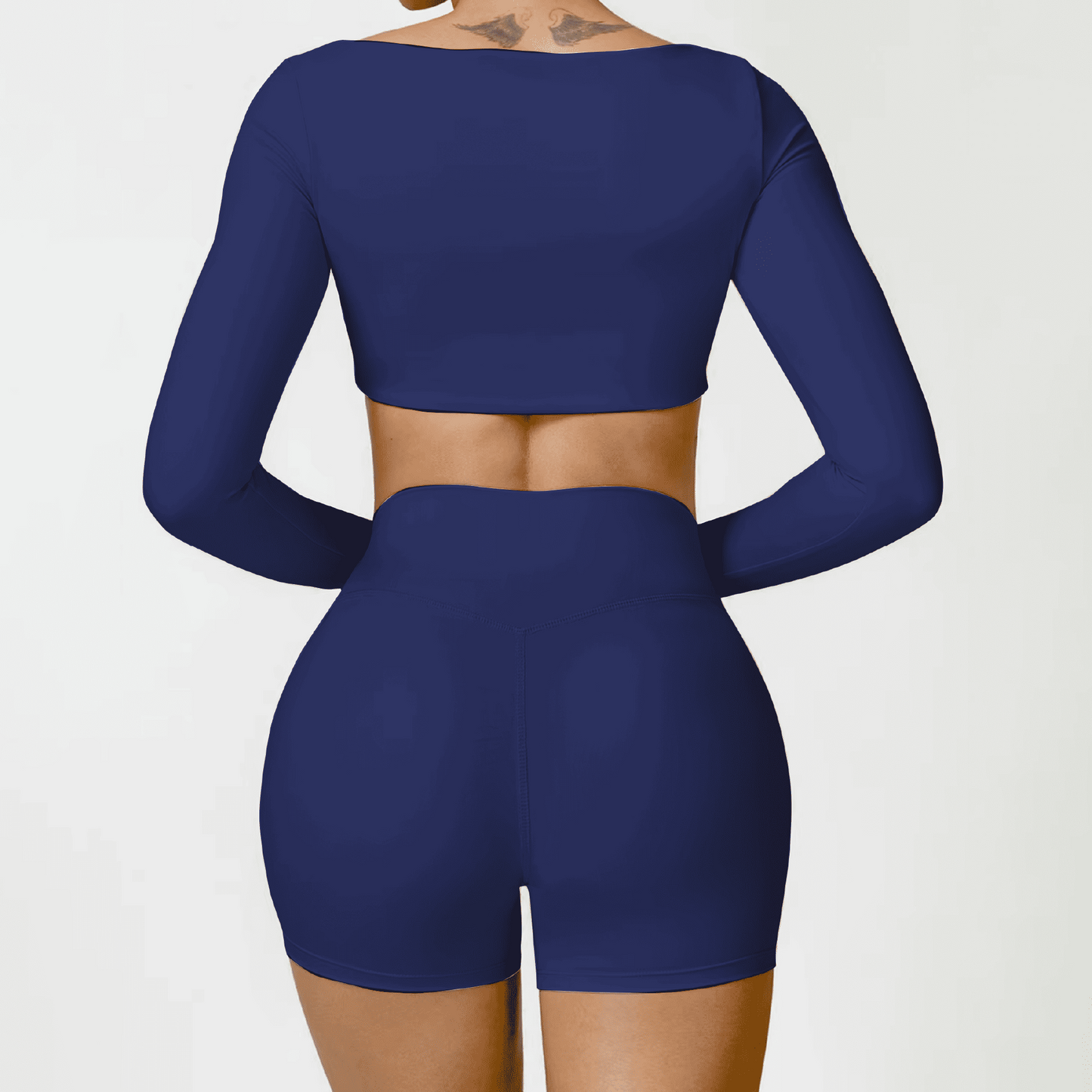 Blend top crop long sleeve ocean