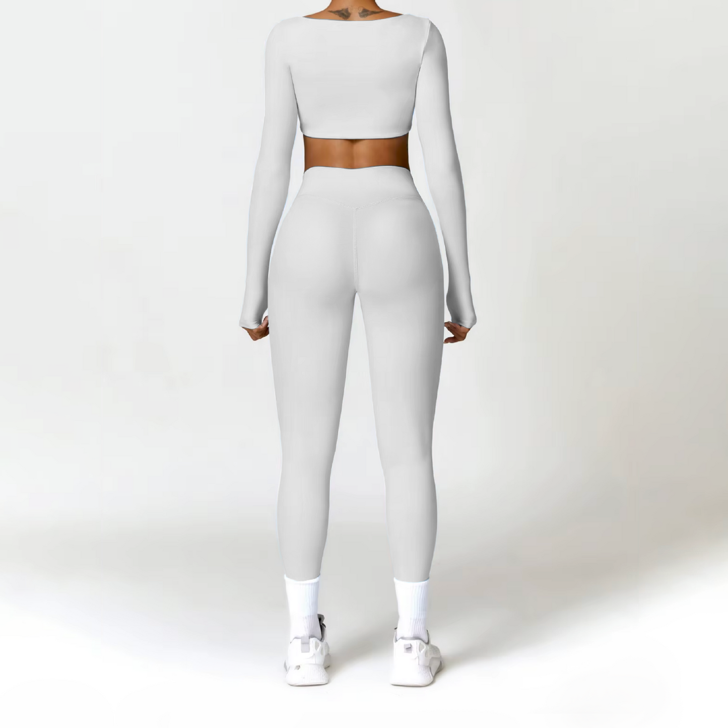 Blend top crop long sleeve white
