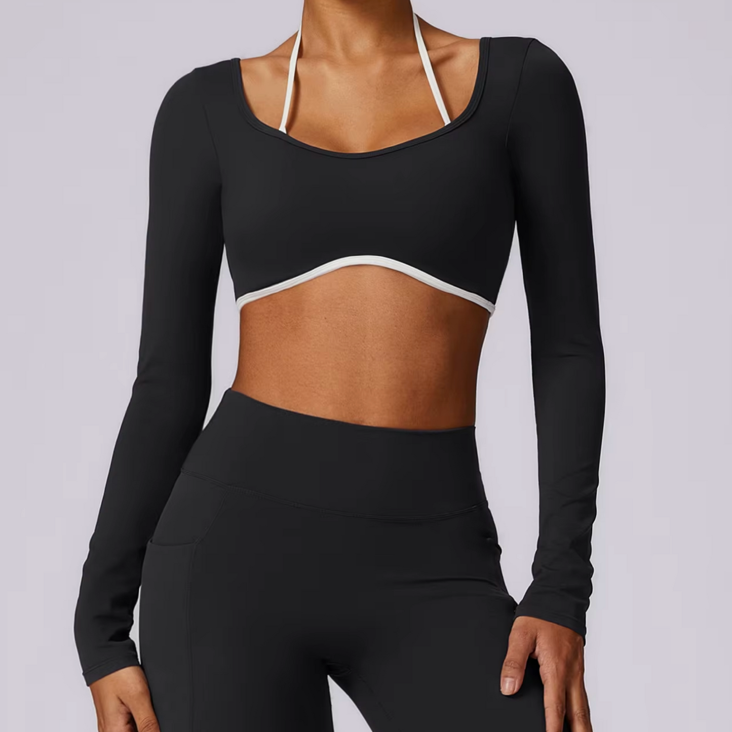 Dual top long sleeve black