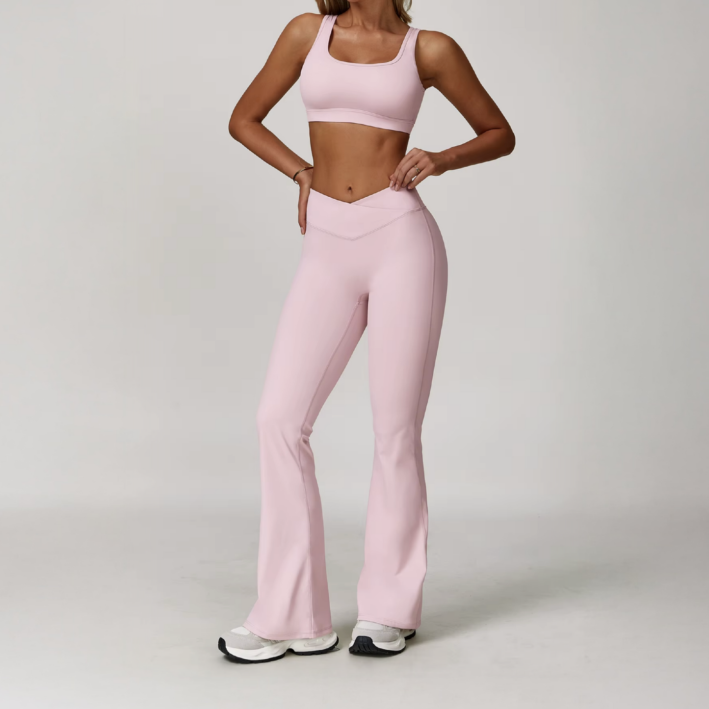 Velza licra v-cut campana floral pink