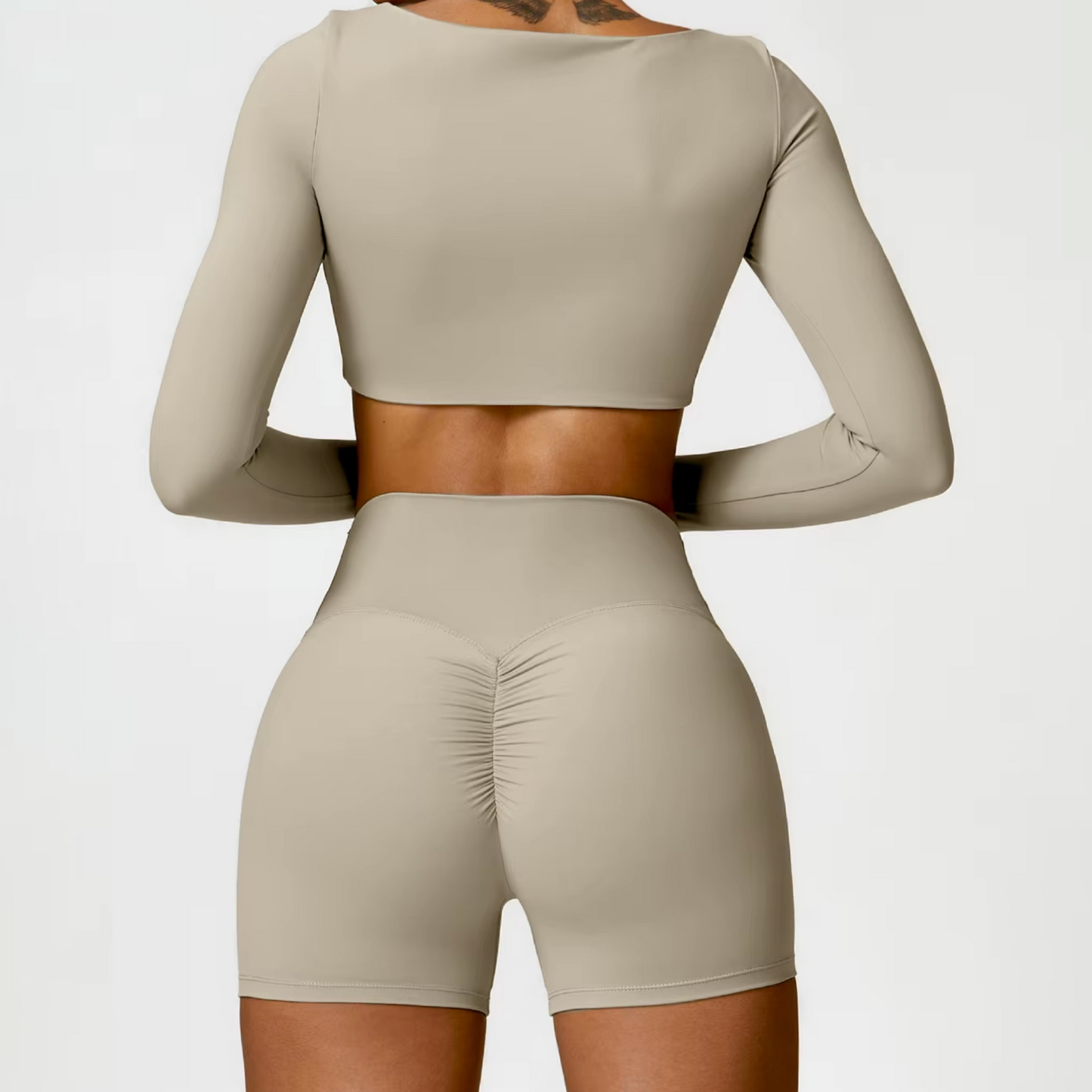 Blend top crop long sleeve champagne