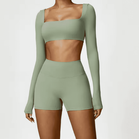 Blend top crop long sleeve pistacho
