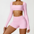 Blend top crop long sleeve baby pink
