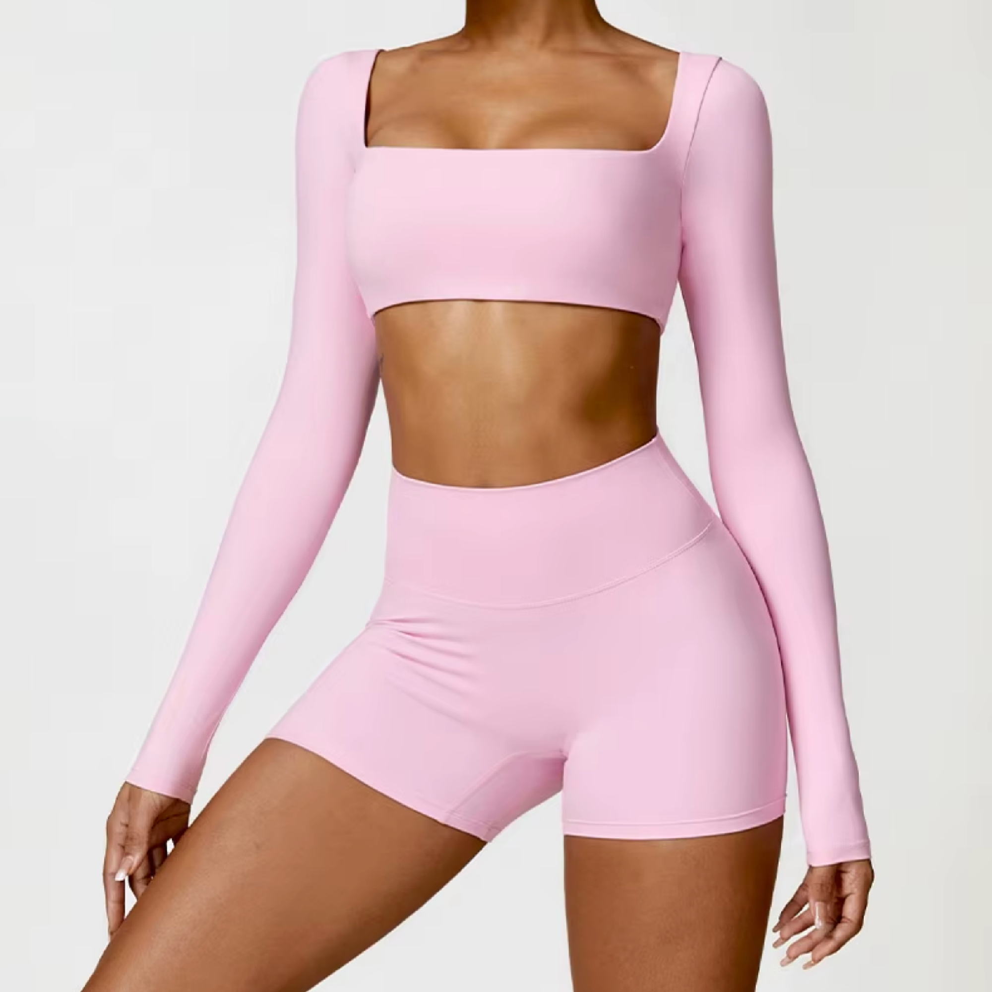 Blend top crop long sleeve baby pink