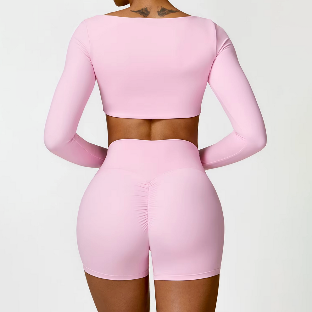 Blend top crop long sleeve baby pink