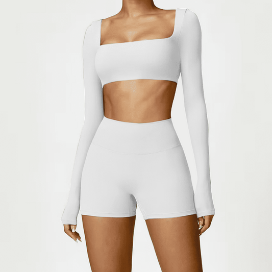 Blend top crop long sleeve white