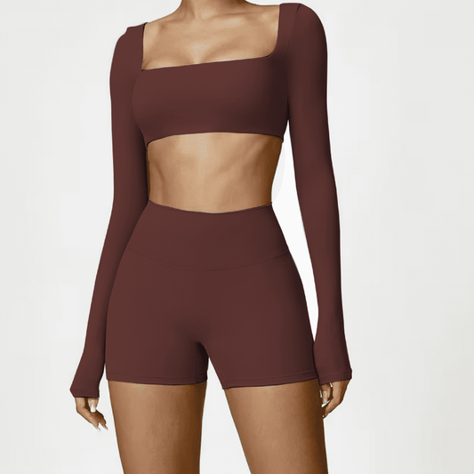 Blend top crop long sleeve pecana