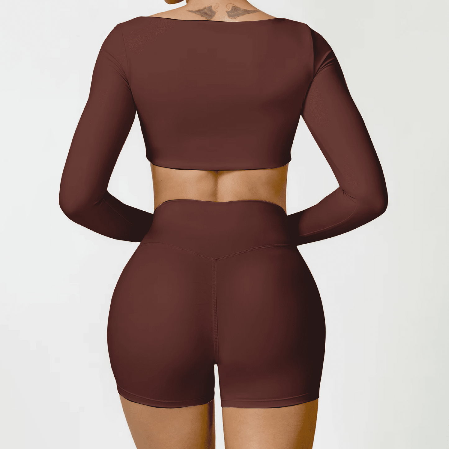 Blend top crop long sleeve pecana