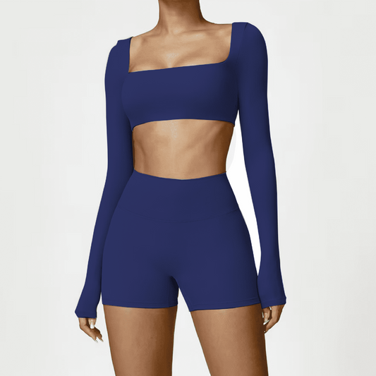 Blend top crop long sleeve ocean