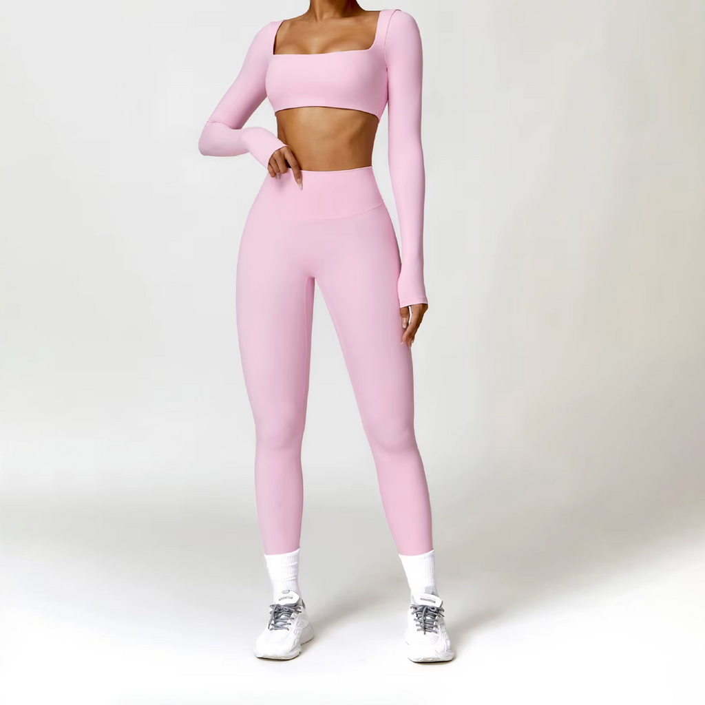 Blend top crop long sleeve baby pink