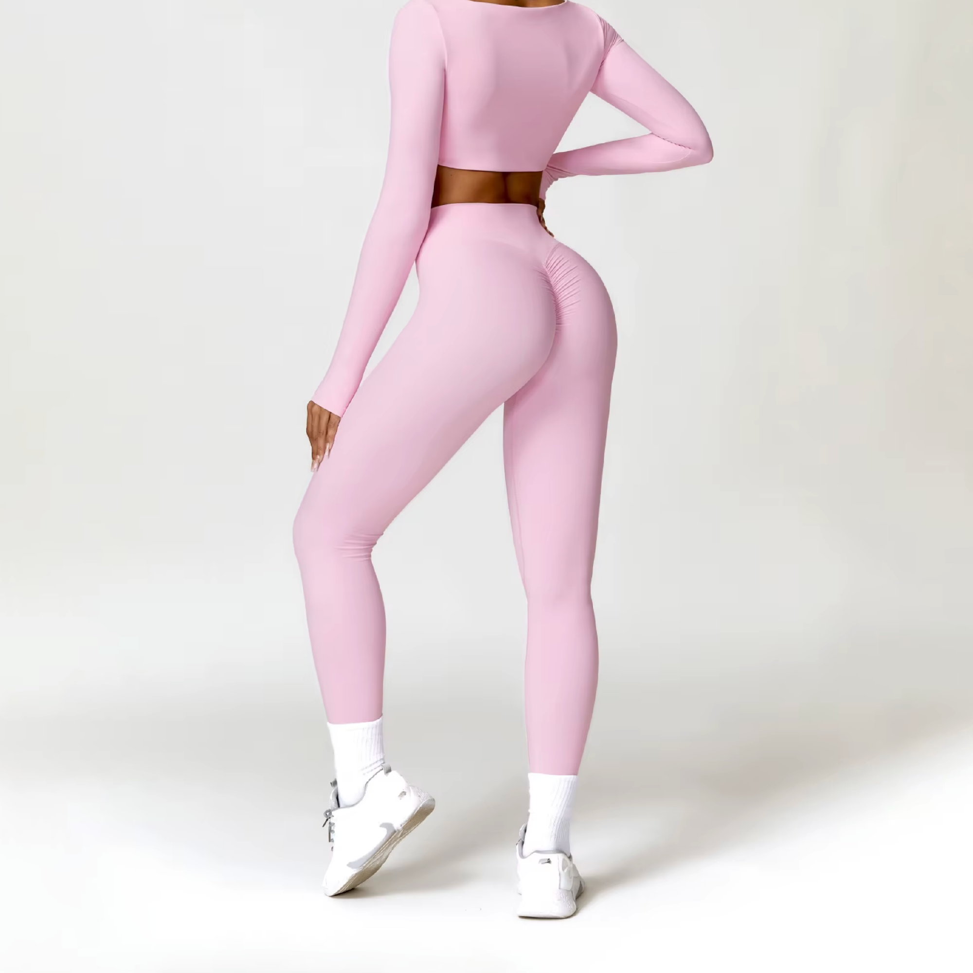 Blend top crop long sleeve baby pink