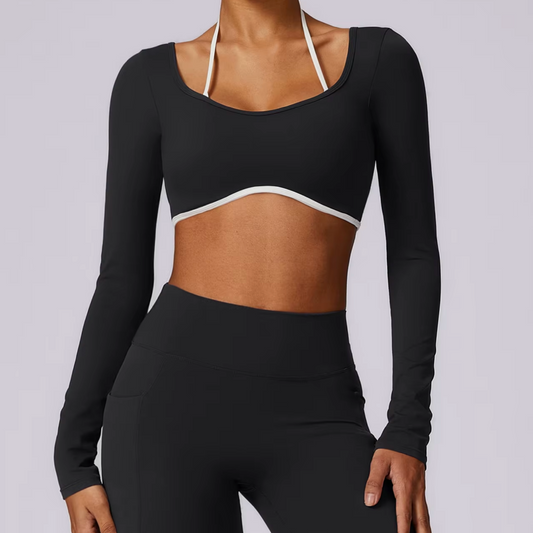 Dual top long sleeve black