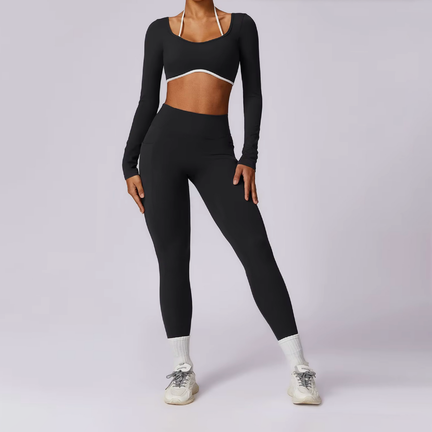 Dual top long sleeve black