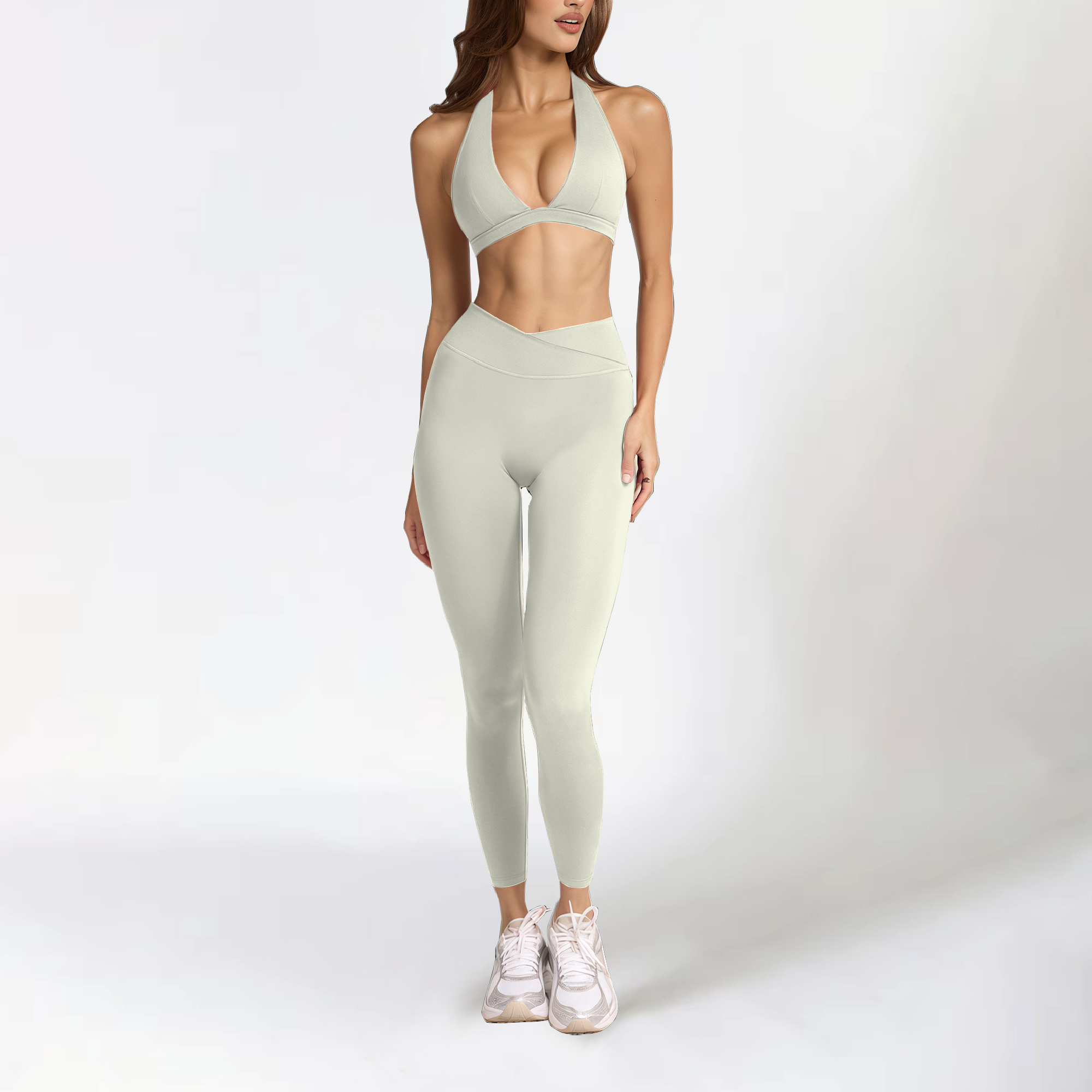 Aura v-cut licra greige