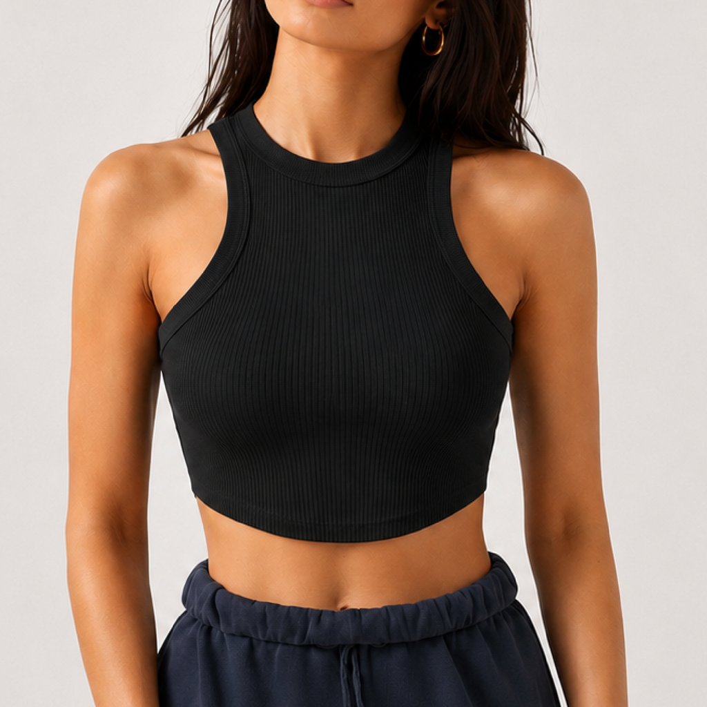 Canel top crop tee black