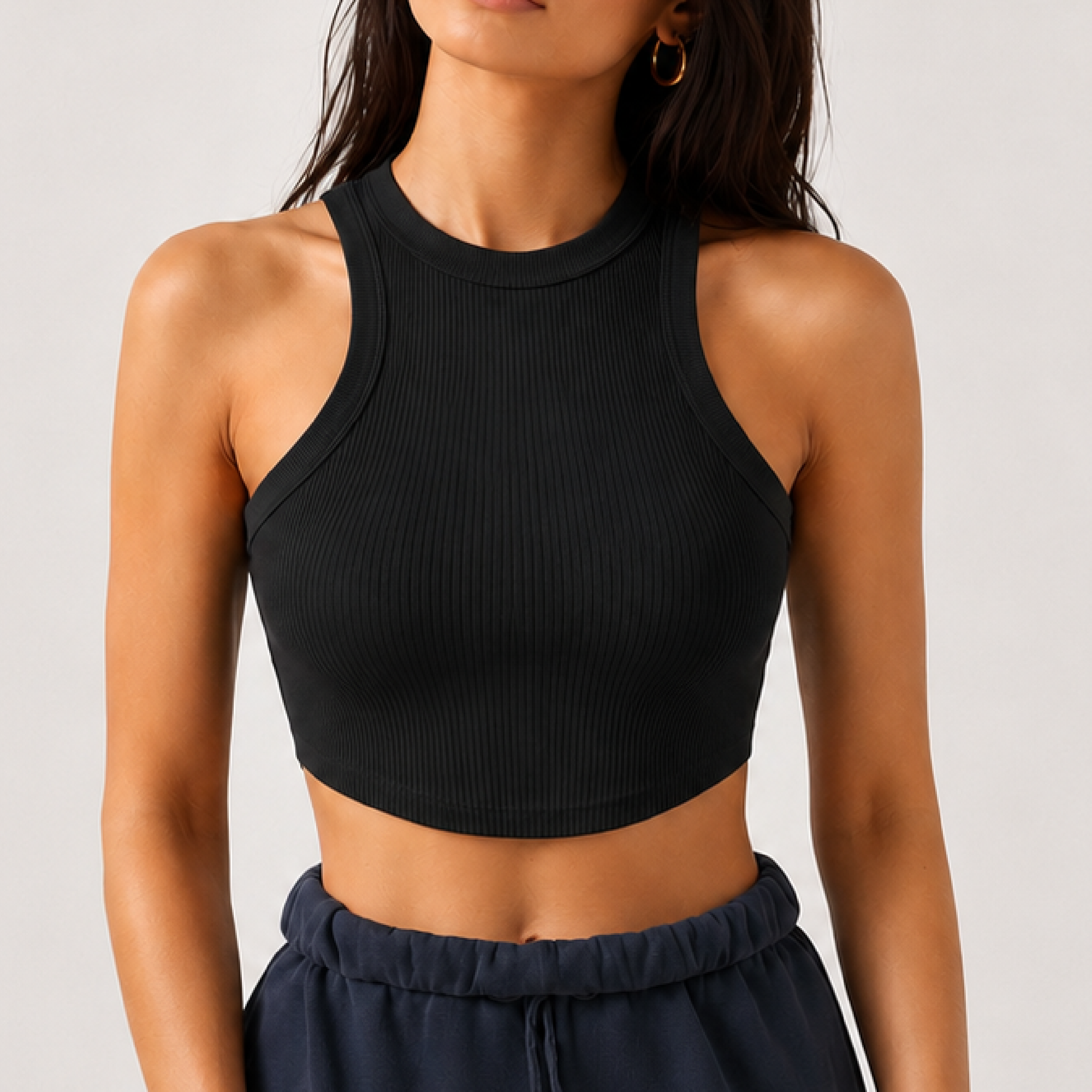 Canel top crop tee black