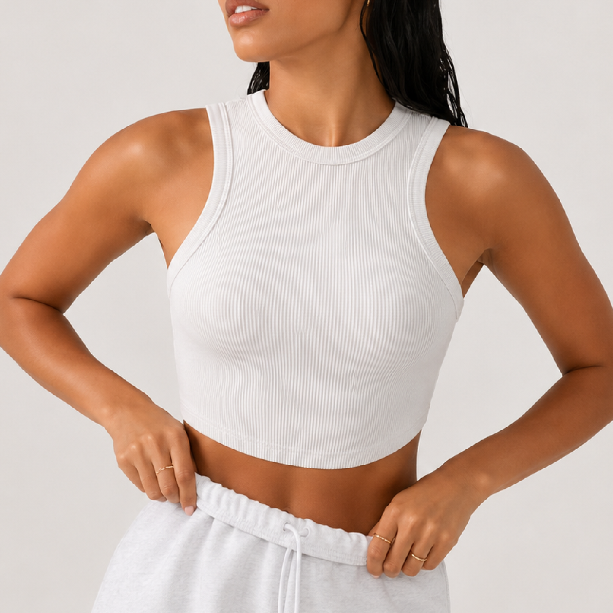 Canel top crop tee white