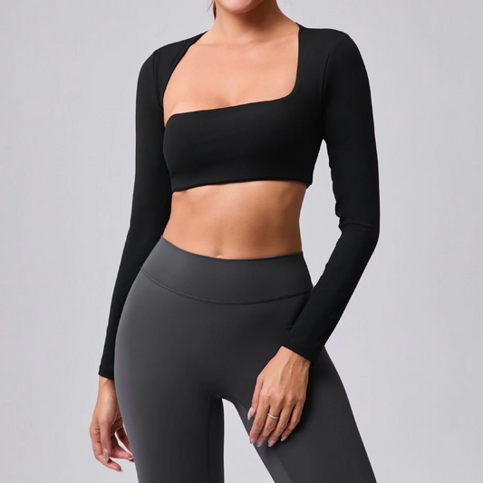 Blend crop top long sleeve bandeau black