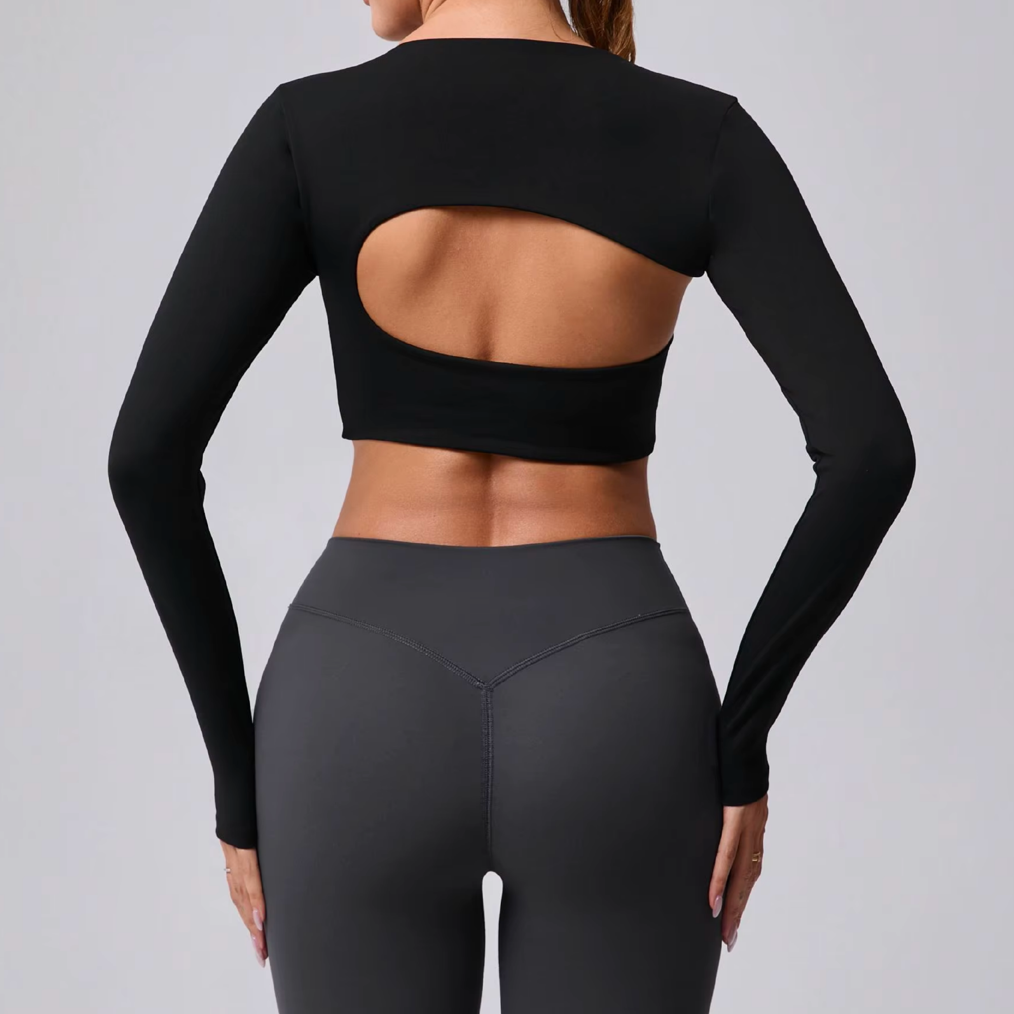Blend crop top long sleeve bandeau black