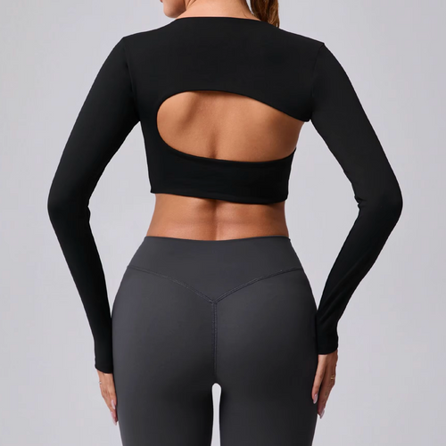 Blend crop top long sleeve bandeau black