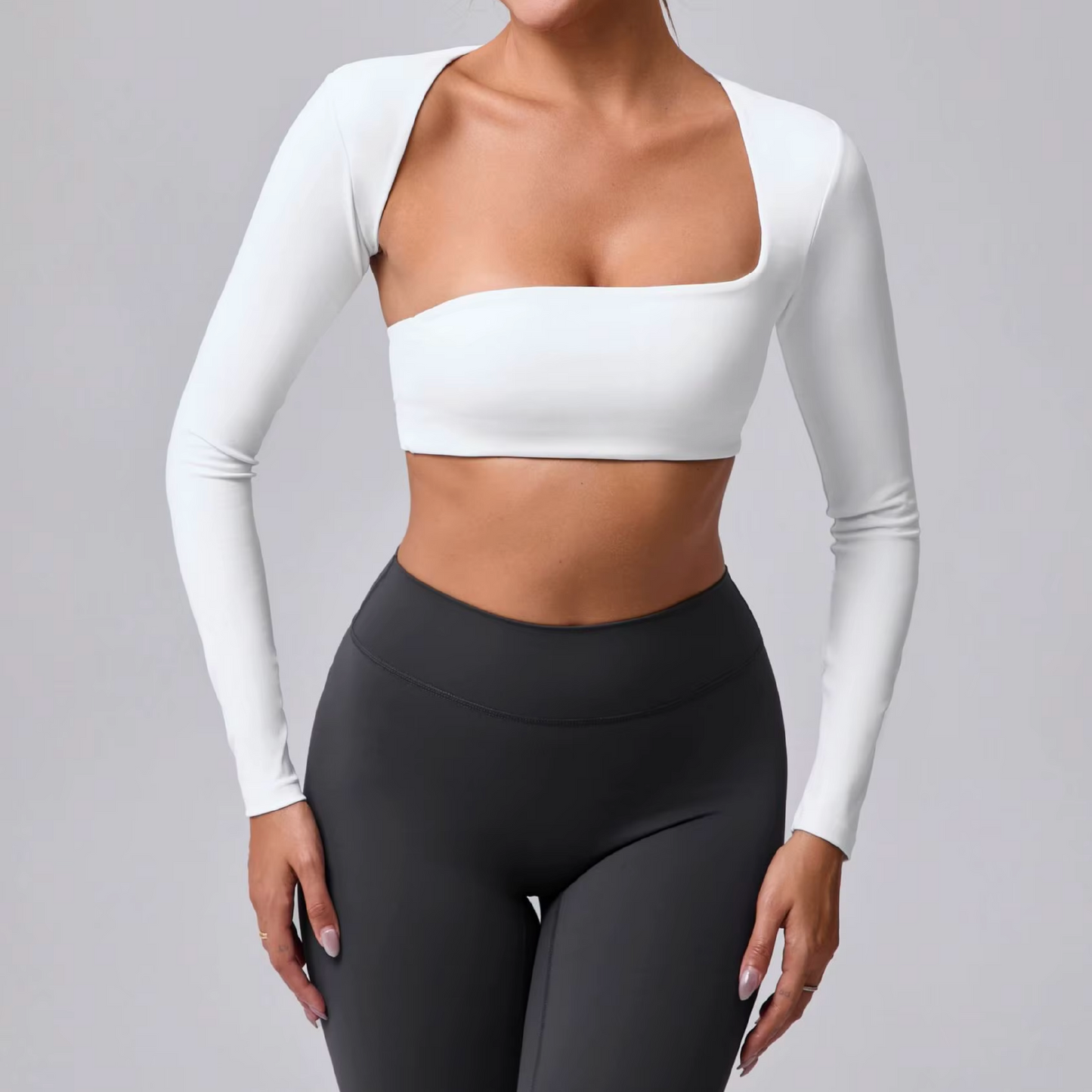 Blend top long sleeve bandeau white