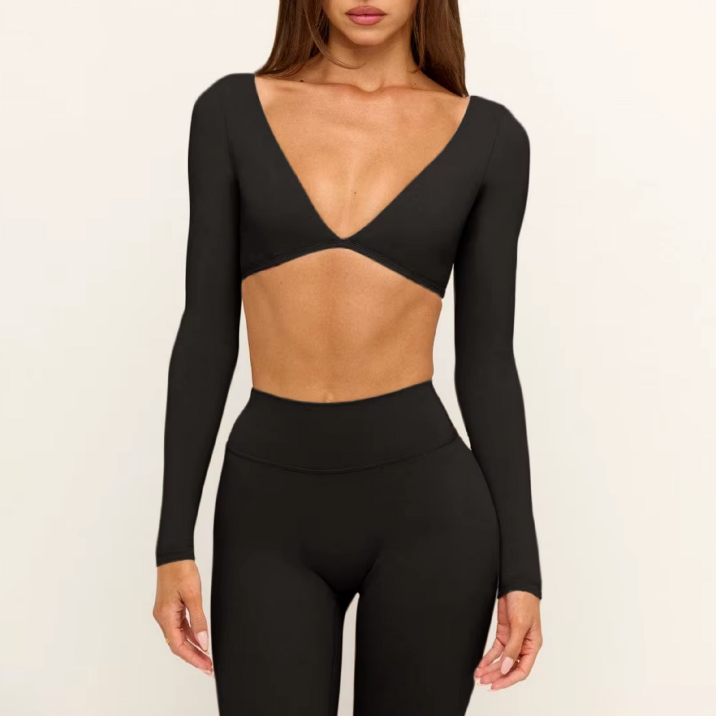 Aura crop top long sleeve black