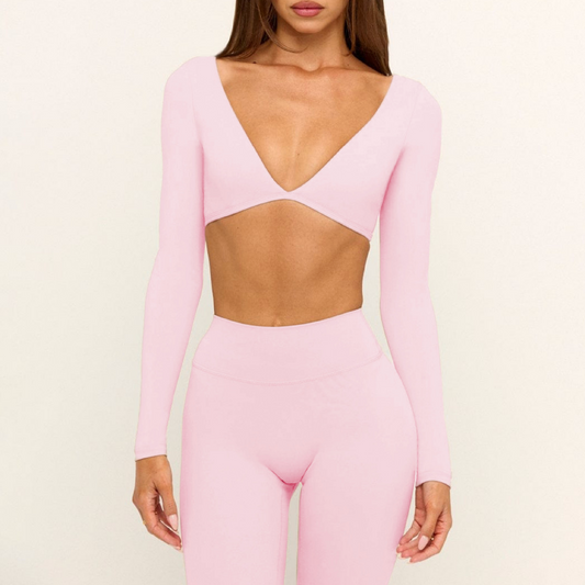 Aura crop top long sleeve blossom