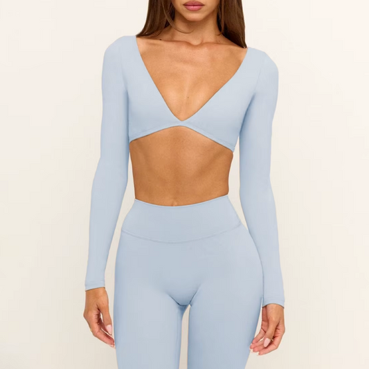 Aura crop top long sleeve sky
