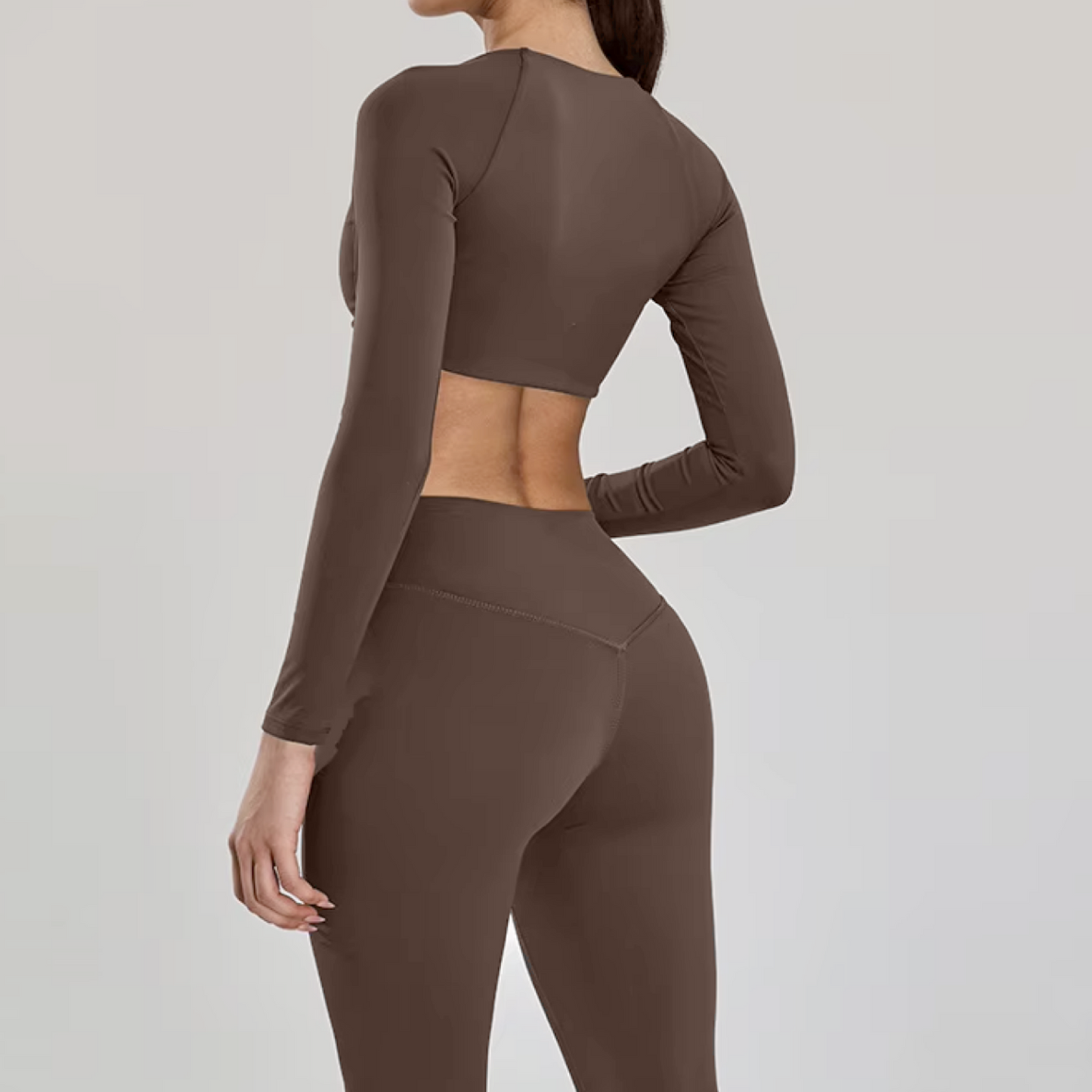 Silky top crop long sleeve earth
