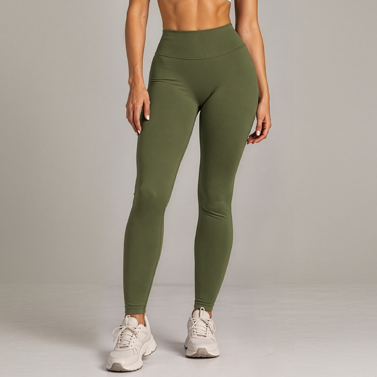 Shape licra scrunch army