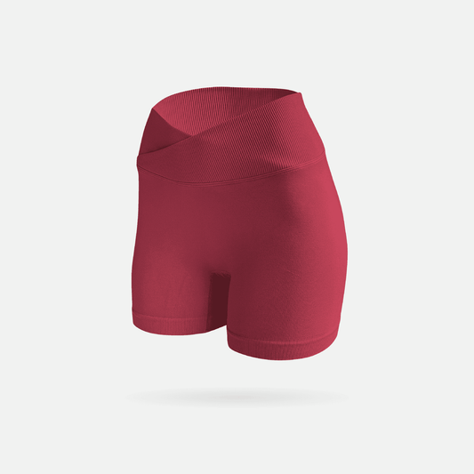 Sculpt short v-cut scrunch carmesí
