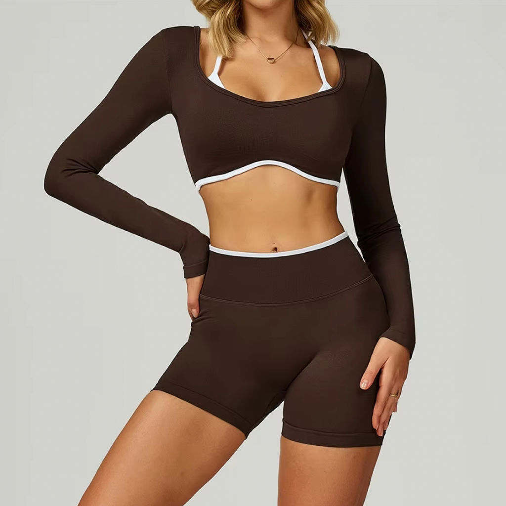 Outline top long sleeve dark chocolate